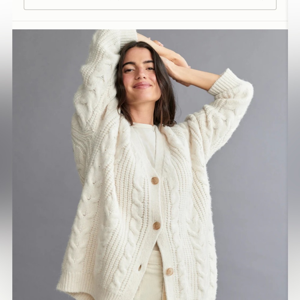 Jenni Kayne Cream Cable Knit Cardigan